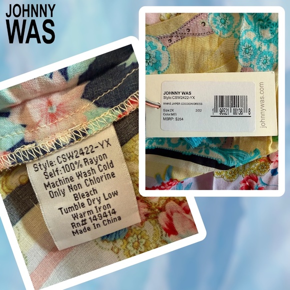 JOHNNY WAS Plus Size Jasper Cocoon Kaftan Style Silky Rayon Coverup/Dress 2x NWT - Picture 9 of 11